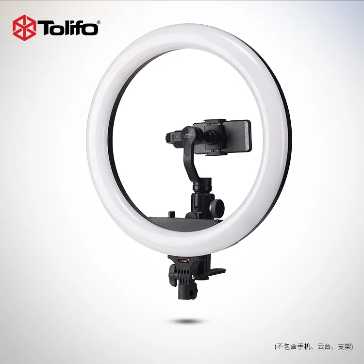 Tolifo Batterij Aangedreven 19in Bicolor LED Ring Licht Kit met Statief, Camera Mount, smartphone Gimbal Mount voor Video en Make-Up