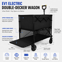 Carro de Camping Eléctrico de Dos Niveles, Plegable, 400L, 150kg, Resistente, con Extensión de Puerta Trasera para Directores de Cine, Jardín, Playa