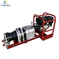 Machine à tirer les câbles YILI avec moteur à essence, rouleau rouge, tambour nervuré, base pré-perforée, ancrage par manille, construction stable