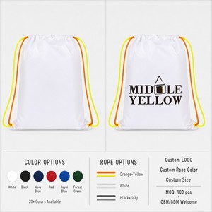 Sac à cordon réutilisable avec logo personnalisé, sac en polyester blanc vierge, sac promotionnel imprimé, vente en gros directe d'usine OEM, MOQ - Product Image 3