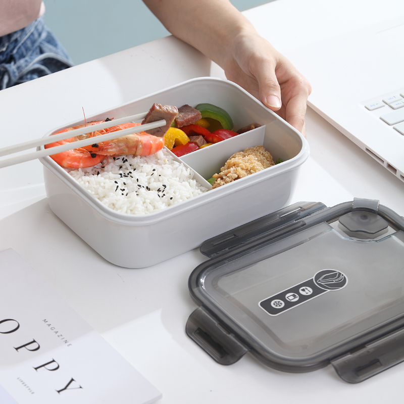 Recipiente de armazenamento de alimentos reutilizáveis microwaveable refeição prep BPA-free PP 3 compartimento plástico bento lancheira para crianças do escritório da escola