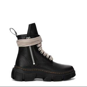 Bottes montantes tendance en cuir véritable pour hommes 2025, modèles à lacets et semelles épaisses, chaussures de créateur Owens. - Product Image 6
