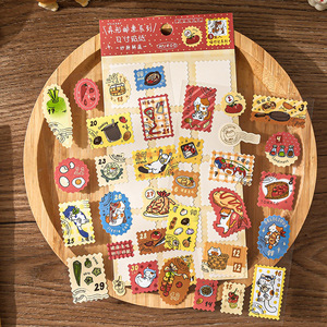 Paquete de 3 Hojas de Pegatinas con Formas Especiales, Serie Meow Express con Fecha, Adorables Animales para Decoración de Diarios y Collages - Product Image 4