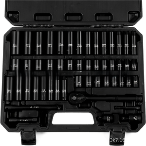 Juego de 50 piezas de llaves de impacto de 3/8 pulgadas con mango de trinquete, tamaños SAE (de 5/16 a 3/4 pulgadas) y métricos (de 8 a 22 mm) para mantenimiento de vehículos - Product Image 1