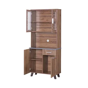 Freestanding cao đựng thức ăn tủ bếp hiện đại Tủ K204 Walnut grey Marble Home Bar đồ nội thất