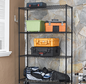 יסודות כבדים-חובה 4 שכבות מאט שחור מתכווננת אחסון מתלה מתכת פלדה מארגן חוט מדפים 1400 ק ג קיבולת טעינה - Product Image 2