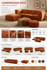 Canapé modulaire de style <span class=keywords><strong>Togo</strong></span> moderne, canapé au sol en mousse haute densité 32D, canapé sans cadre compressé sous vide pour la maison - Product Image 3