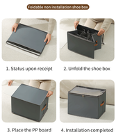 Boîte de rangement pliable pour chaussures avec couvercle transparent, organiseur de chaussures divisé, conteneur de rangement pour placard, gain de place, étanche et empilable