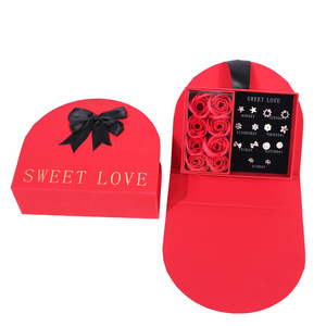 Set Regalo con 8 Rose in Scatola con <span class=keywords><strong>Orecchini</strong></span>, Design Romantico a Cuore con Fiocco, per Matrimoni e Proposte - Product Image 5
