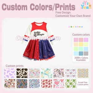 Vestido <span class=keywords><strong>de</strong></span> Tul Satinado para Niñas, Estilo Informal para Fiestas, Color Rojo y Azul Brillante, Hasta la Rodilla, <span class=keywords><strong>con</strong></span> Estampado Floral, ODM, <span class=keywords><strong>de</strong></span> 0 a 8 Años - Product Image 2