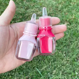 Botol Plastik Lucu Khusus Merah Muda Terang Merah Muda Bening Lipstik Cair Lip Gloss Wadah Tabung