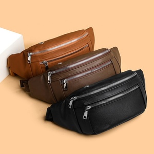 Riñonera de Cuero Genuino de Grano Completo Personalizada para Hombre, Estilo Vintage, Bolso Cruzado de Pecho con Múltiples Cremalleras - Product Image 2