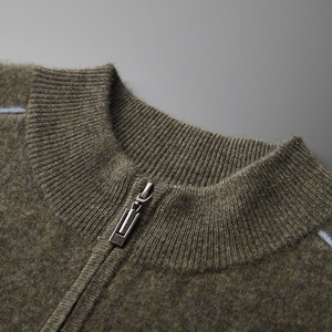 Maglione 100% in Cashmere personalizzato, <span class=keywords><strong>Cardigan</strong></span> con <span class=keywords><strong>cerniera</strong></span> a strato d'aria pesante da uomo, giacca lavorata a maglia Casual da lavoro - Product Image 3
