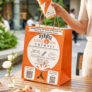 ถุงกระดาษคราฟท์แบบใช้แล้วทิ้ง ย่อยสลายได้ เป็นมิตรกับสิ่งแวดล้อม รีไซเคิลได้ สำหรับร้านอาหารอินเดีย บิรยานี เคบับ ไฮเดราบาดี - Product Image 2