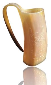 Taza de cuerno de búfalo natural estilo vikingo hecha a mano con revestimiento interior pulido para regalos personalizados a un precio asequible - Product Image 6