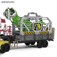Jeu de Simulation de Camion de Transport de Dinosaures en Plastique avec Figurines de Soldats et Dinosaures Miniatures Articulés Personnalisables pour Garçons