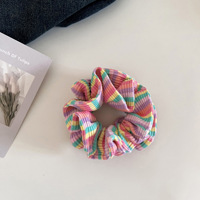 Yuxi Logo personnalisé grandes cravates élastiques à cheveux nouveauté chouchous à rayures multicolores pour femmes et filles en gros