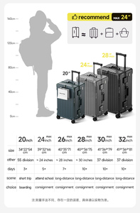 Valises Élégantes Spacieuses à Coque Rigide avec Cadre en PC et Aluminium, Résistantes aux Rayures, <span class=keywords><strong>Bagage</strong></span> <span class=keywords><strong>Cabine</strong></span> Walktrip Format Usine - Product Image 6
