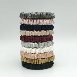 Aangepaste Effen Kleur Full Size 16/19/22 Mama Zijde Haarbanden Groothandel 100% Moerbei Zijde Skinny Scrunchies Met 6a Kwaliteit