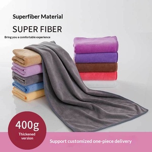 Serviettes de séchage pour <span class=keywords><strong>cheveux</strong></span> en microfibre ultra-fine 400g, extra-larges, épaisses et absorbantes, tissage uni, vente en gros d'usine - Product Image 3
