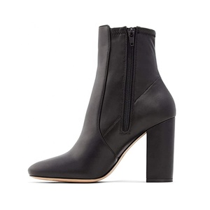 Botines de Cuero Genuino Personalizados 2025 para Mujer, Botas de Tacón Grueso Negras de Invierno, Accesorios de Otoño - Fabricante Directo - Product Image 5