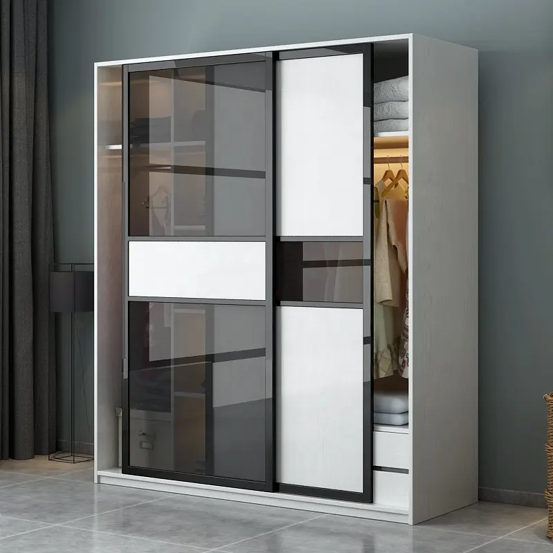 Wooden New Modern Wall Bedroom Door Foshan Glass Designs Portable Wardrobe Module Cabinet Closet For Girls