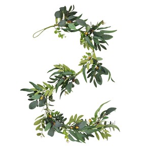 Guirlande <span class=keywords><strong>de</strong></span> feuilles d'eucalyptus et d'olivier en gros pour la décoration <span class=keywords><strong>de</strong></span> <span class=keywords><strong>table</strong></span> <span class=keywords><strong>de</strong></span> festival, <span class=keywords><strong>chemin</strong></span> <span class=keywords><strong>de</strong></span> <span class=keywords><strong>table</strong></span> artificiel en olivier - Product Image 4