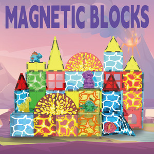 2025 nouveau Style dinosaure volcan thème enfants jouet éducatif bloc <span class=keywords><strong>de</strong></span> <span class=keywords><strong>construction</strong></span> <span class=keywords><strong>magnétique</strong></span> ensemble 7.5cm grande tuile couleur tuile - Product Image 4