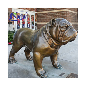 屋内等身大キャストブロンズ像動物現代犬像ピットブルテリア等身大ブルドッグ像 - Product Image 6