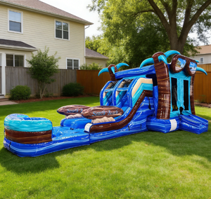 Vente de châteaux gonflables géants de la jungle, château gonflable South Beach 5-1 Combo, château gonflable en forme de palmier, château gonflable - Product Image 1