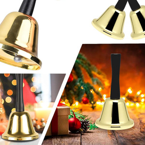 Cloche de Noël en métal de haute qualité, bon marché, dorée et argentée, avec manche en bois, motif Père Noël, pour la décoration de Noël - Product Image 6