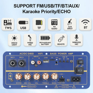 VIRE penguat daya <span class=keywords><strong>Bluetooth</strong></span> 8-12 inci, Speaker ganda mikrofon 110V 220V 12V 24V Subwoofer Audio 60W modul AMP - Product Image 2