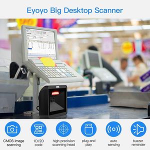 Eyoyo-Escáner de código QR con ventana grande 2D manos libres, lector de código de barras de escritorio para leer PDF417 en tarjeta de identificación, <span class=keywords><strong>licencia</strong></span> de conducir, pasaporte - Product Image 3