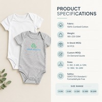 Combinaison bébé en coton à manches courtes, barboteuse douce pour nouveau-né, logo personnalisé, vente en gros OEM ODM, vêtements pour bébés en vrac