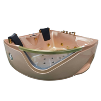 Baignoire spa d'angle en acrylique de 59 pouces pour 2 personnes avec jupe latérale double, massage par remous, 6 jets, design moderne pour usage hôtelier