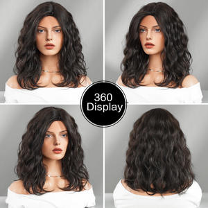 Bob ondulé femme de longueur moyenne avec <span class=keywords><strong>coiffure</strong></span> de séparation, ensemble de perruque d'apparence jeune - Product Image 5