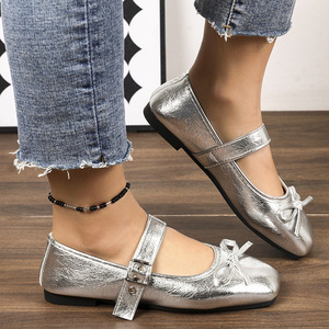 <span class=keywords><strong>Zapatillas</strong></span> de <span class=keywords><strong>Ballet</strong></span> Retro de Talla Grande para Mujer, con una Sola Correa y Lazo, Versátiles, Elegantes y Cómodas - Product Image 5
