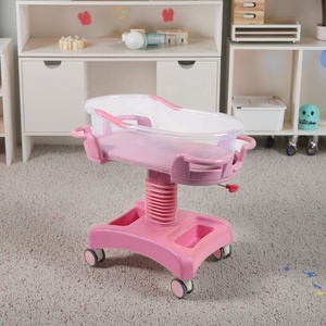 Cuna Plegable de Acero Inoxidable y ABS para Bebés, Resistente, con Ruedas, para Uso Médico en Obstetricia y Ginecología - Product Image 1