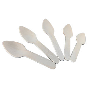 ملعقة صغيرة قابلة للتحلل الحيوي من خشب البتولا 75 مم، أدوات مائدة صديقة للبيئة للاستخدام مرة واحدة لتقديم الزبادي والآيس كريم، أدوات مائدة بسيطة قابلة للتخصيص - Product Image 5