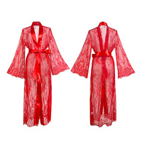 Vrouwen sexy lange kanten elegante gewaad pure jurk zie lingerie kimono badpak cover romantische lingerie nachtkleding zomer herfst lente