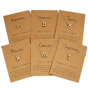 Collier tendance pour femmes et filles, plaqué or, argent, charme astrologique du zodiaque, 12 <span class=keywords><strong>signes</strong></span> du zodiaque, cadeau pour <span class=keywords><strong>les</strong></span> fêtes - Product Image 1