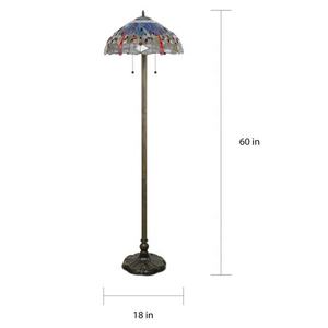 Lámpara de Pie de Vidrio Tiffany con Diseño de Libélula Azul, Estilo Retro Europeo de 18'', con LED, para Oficina, Hogar, Sala de Estar, Mesitas de Noche - Product Image 6