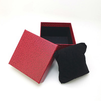 Boîte à montre carrée en carton imitation cuir motif litchi avec couvercle et base, boîte d'emballage pour bracelet, boîte à bijoux pour un seul article