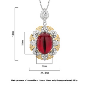 Premium Eco-friendly Copper 13*18mm Oval Cut Ice Fluorescent Red Cubic Zirconia Jewelry Vintage <b>Locket</b> Necklace for Ladies Gift - Product Image 2