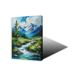 Pintura al Óleo <span class=keywords><strong>de</strong></span> Paisaje con Agua Fluyendo y Brisa, <span class=keywords><strong>Colores</strong></span> Vibrantes, Pintura al Óleo Vintage para Decoración del Hogar - Product Image 1