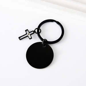 Ywyougang Llavero de Acero Inoxidable con Cruz Grabable de Dibujos Animados Vintage, Amuleto de Semilla de Lino de Fe, Amuleto de Semilla de <span class=keywords><strong>la</strong></span> Fe, Llavero Cristiano Personalizado - Product Image 3