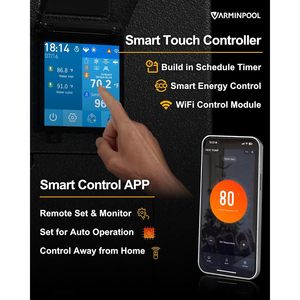 Bomba de calor para piscinas Varminpool de 65000 Btu con inversor, 220V, control por WiFi, para piscinas enterradas de hasta 20000 galones. - Product Image 6