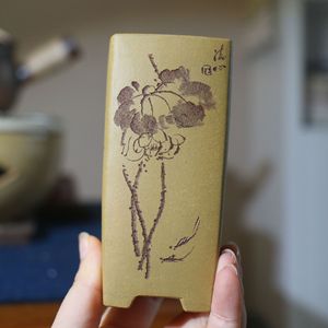 Purple Clay Flower <b>Pot</b> Small <b>Square</b> Carved For Succulents Indoor Plants Su Bing Houde Zaiwu - Product Image 2
