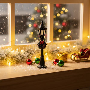 SANWEI 4 Stück Puppenhaus Mini-Straßenlaterne Modell Innenraum-Szene Schwarze Straßenlaterne Weihnachts-Stehlampe - Product Image 6