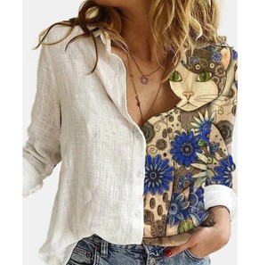 Vendita calda Plus Size camicia modello moda Casual maniche lunghe <span class=keywords><strong>camicetta</strong></span> donna Top - Product Image 5